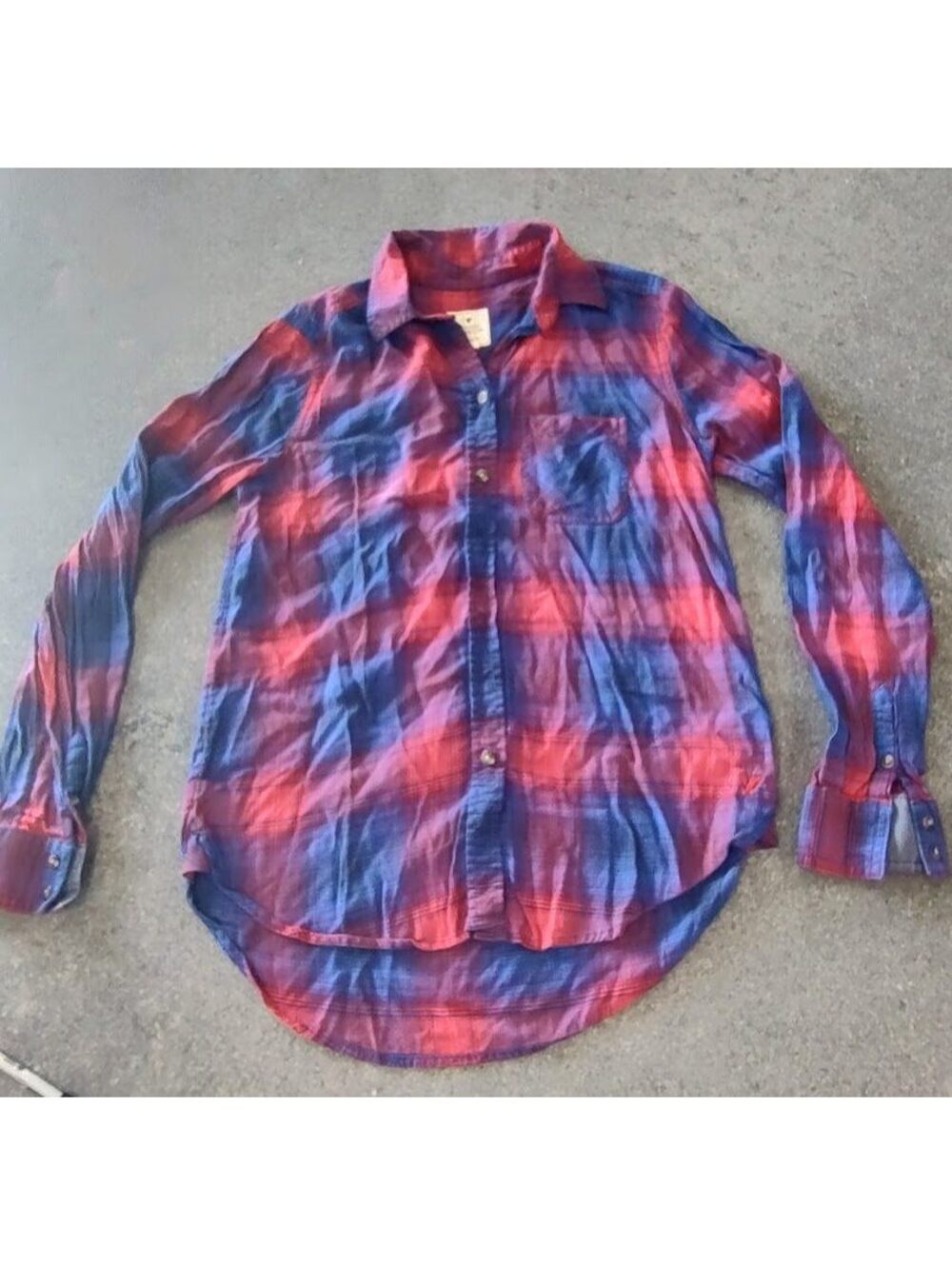 American Eagle Vintage Boyfriend Plaid Button-Up Shirt XS #Utility #Camping